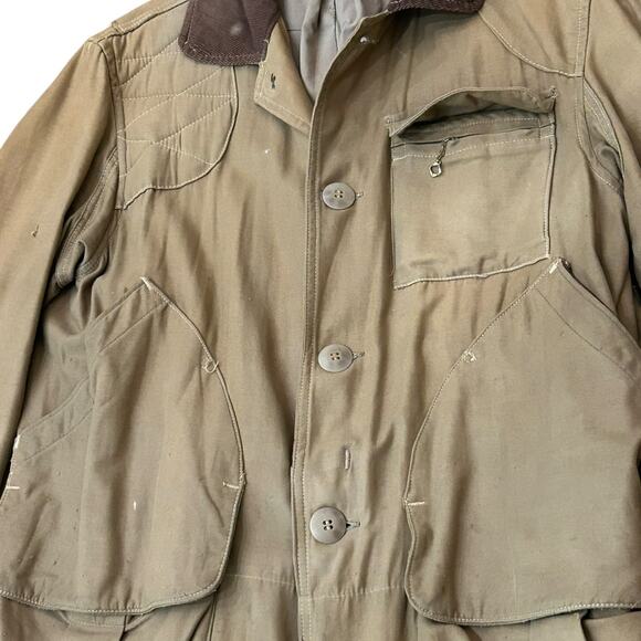 Vintage 50s Hunting Field Jacket Brown Canvas Workwear Coat / Medium - - Picture 2 of 4